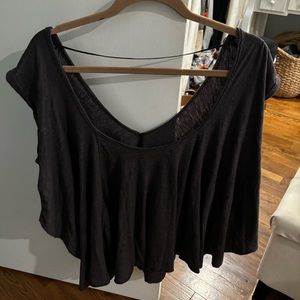 Free people we the free loose off shoulder tunic shirt gray